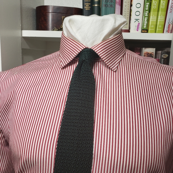 Men's T.M Lewin Striped Red Dress Shirt (17/34.5) - Picture 1 of 12
